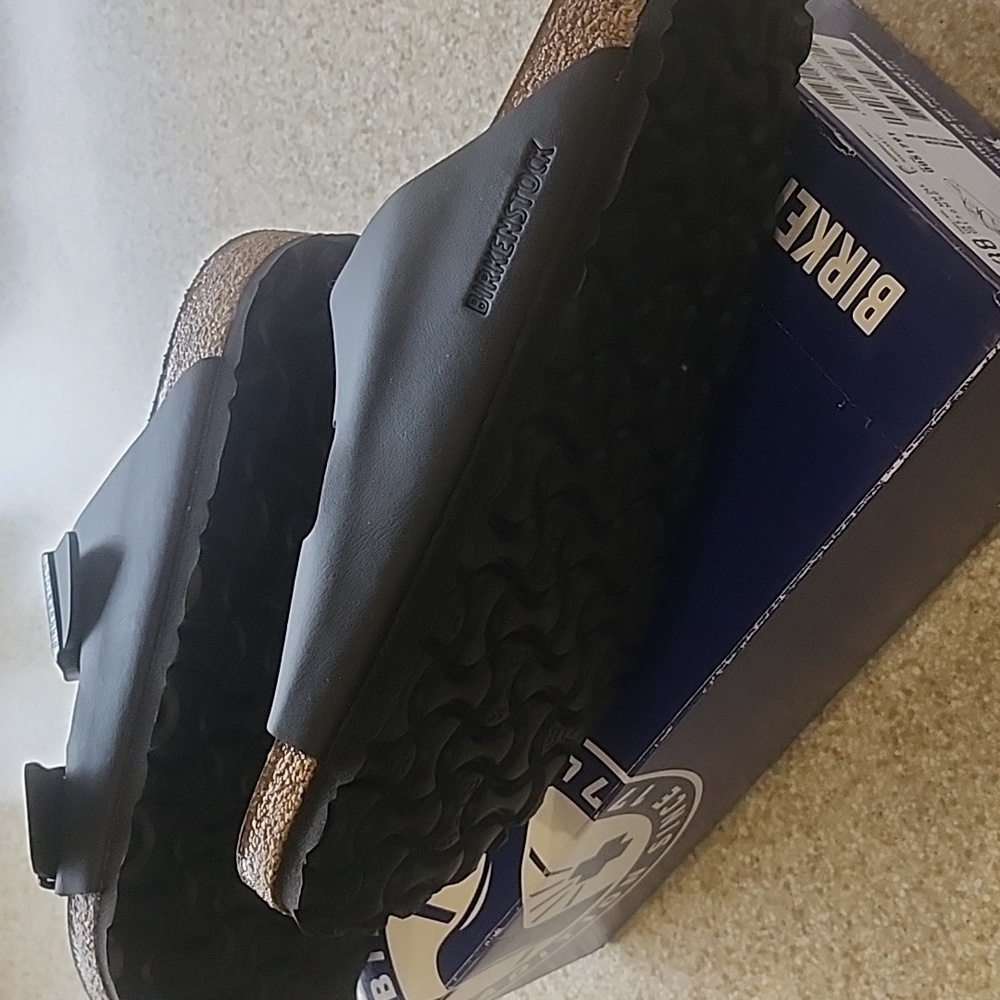 NWT Birkenstock Arizona Birko- Flor Black Size 38 Or US Size 7-7.5 New In Box - Picture 7 of 9